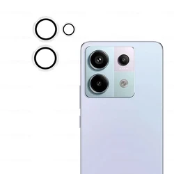 HD Tempered Glass 3D Camera Protector with Metal Rear Ring for Xiaomi Redmi Note Series (Silver)