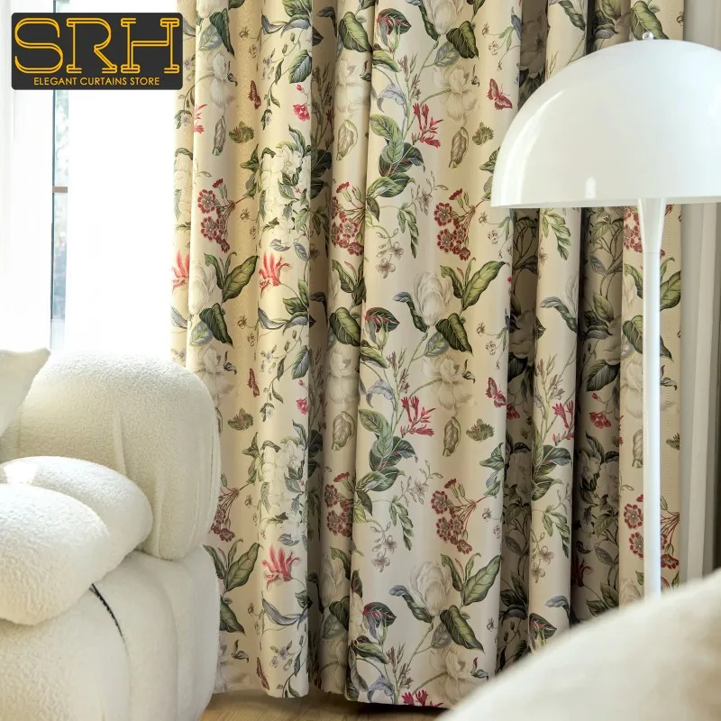 

American Print Pastoral Style Curtains for Living Room Bedroom Bay Window Hall Blackout Custom Luxury Jacquard Thicken Cloth New