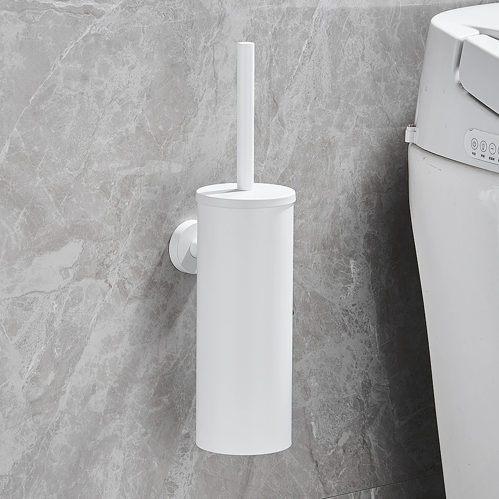 Sleek Black Wall-Mounted Stainless Steel Toilet Brush Holder