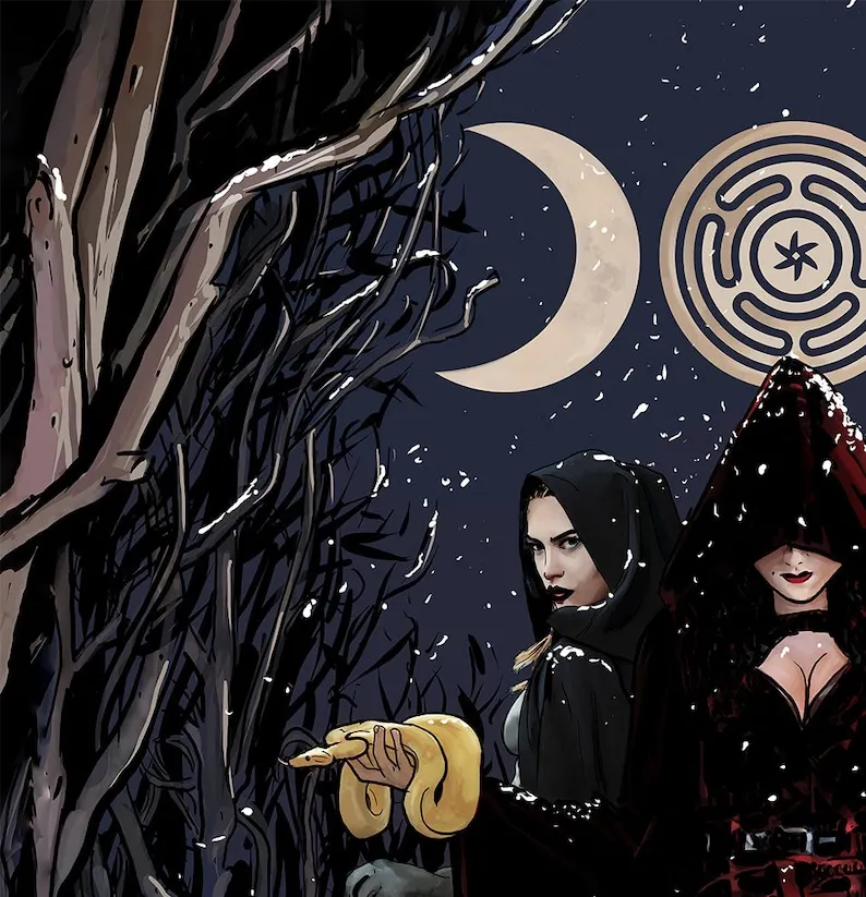 Hecate Holiday Tapestry Triple Goddess Original Art Tapestry Wiccan Art Gothic