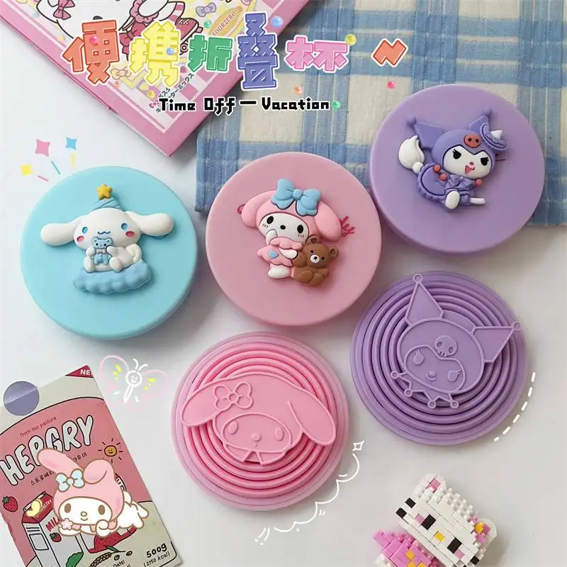 

Sanrio anime Kurome Melody Cinnamoroll mouthwash cup travel portable folding cup outdoor camping children's toothbrushing cup