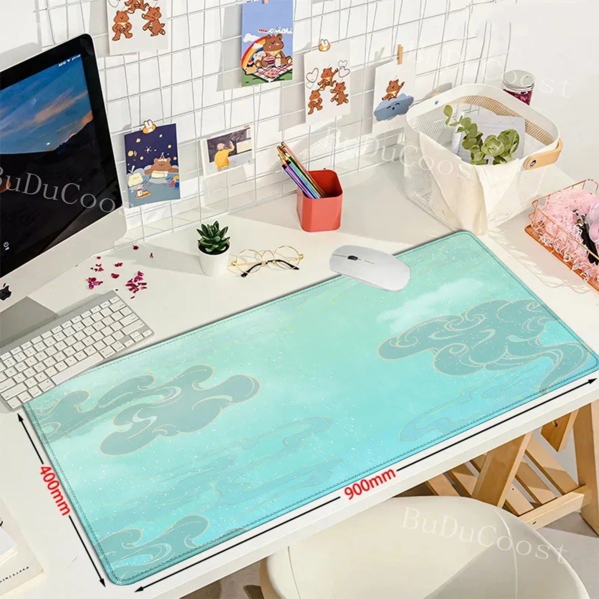 Großes Mauspad Günstige Wolken Schreibtischunterlage Kawaii Cartoon Mauspad Gummi Tischset Lucky Cloud Gaming LockEdge Tastaturmatte – Detail 8