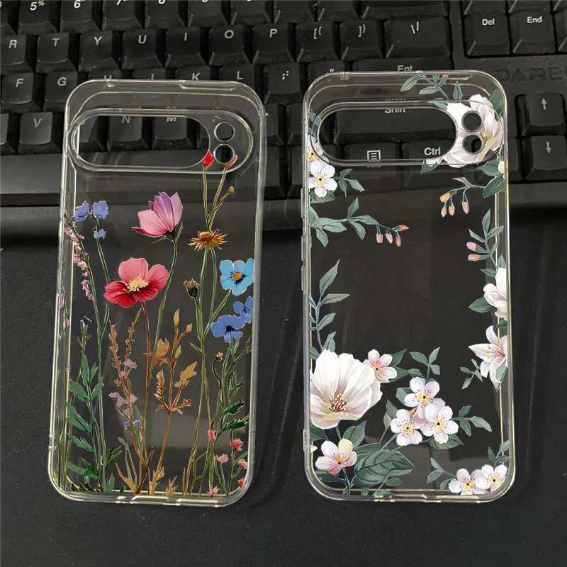 Beautiful Flowers Phone Case For Google Pixel 8A 9 Pro XL 8 Pro 10 7 6A 5G Luxury Floral Pattern Transparent Soft TPU Cover Capa - 1
