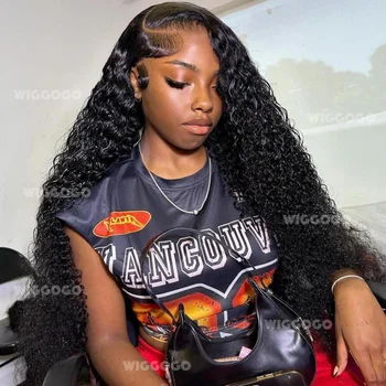13X4 13X6 Water Wave Hd Transparent Lace Front Wigs Deep Wave Lace Frontal Pre Plucked Curly Human Hair Wigs 250 Density 1