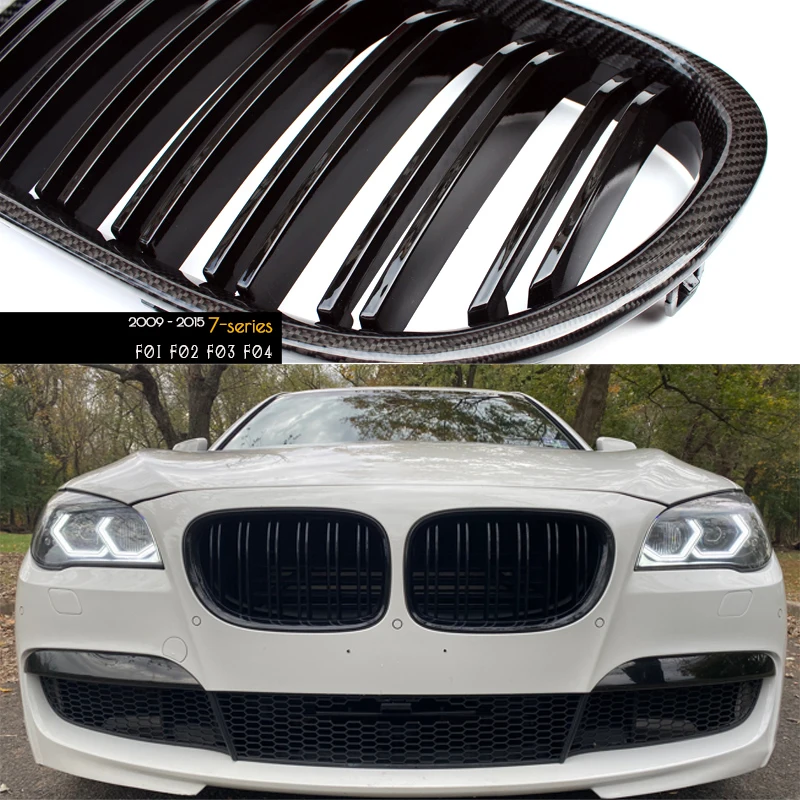 Front Bumper Kidney Grille Carbon Fiber Replacement For BMW F01 F02 F03 F04 7 Series 2008 - 2015 Sedan Racing Grill Auto Decor | Автомобили