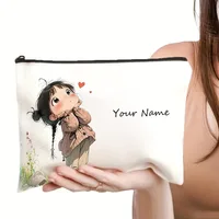 Chic Custom Name Unique Vintage Cute Floral Makeup Bags for Girls Cosmetic Pouch Toiletry Bag Pencil Case Travel Storage Handbag 4