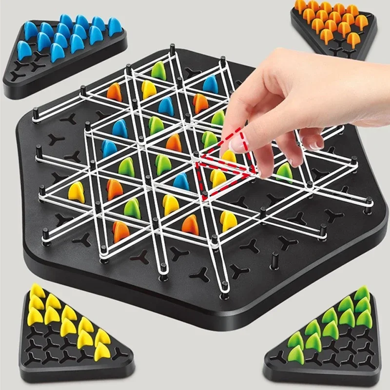 Chain Triangle Chess Game Triggle Rubber Band Game Educational Interactive Battle Set For Family Party Gift