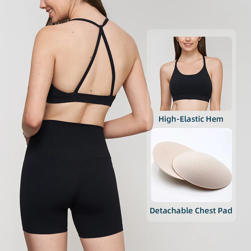 Summer Fashion Women's Yoga Suit - Sexy Beautiful Back Vest & High Waist Sports Shorts Set