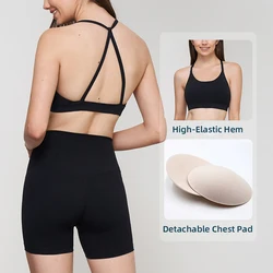 Summer Fashion Women's Yoga Suit - Sexy Beautiful Back Vest & High Waist Sports Shorts Set - M (Black)