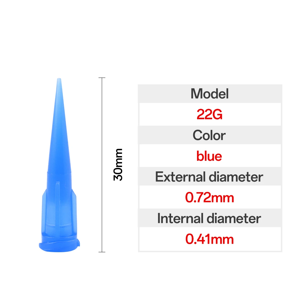 22G TT Plastic Tapered Pinhead Liquid Dispenser Needles Tip Blue plastic gle needle For Refilling Glue Fluid 100/300/500pcs