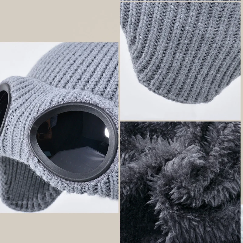 Skiing Children Winter Hat Scarf Set Knitted Kids Beanie