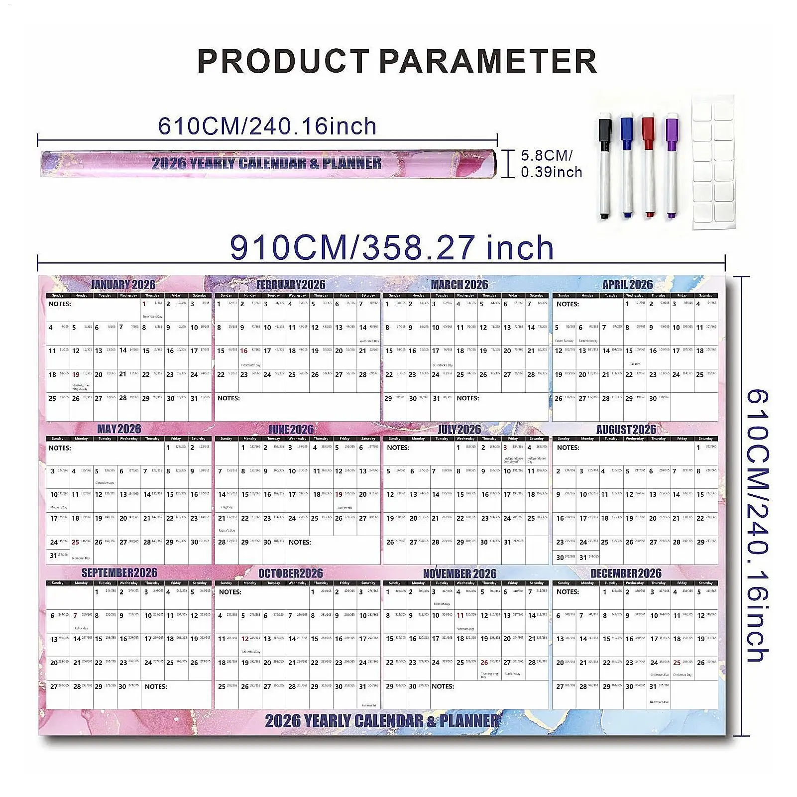 2026 Calendar Planner Thick Paper Smooth Writing Paper Calendar 2026 School Supplies for Marking Planner Schedule Planning Home