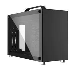 Compact White Aluminum ITX Case with Tempered Glass and Mesh Side Panel (BLACK)