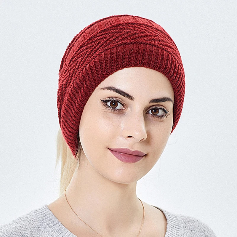 2023 Winter Ponytail Beanie Hat High Messy Bun Beanie with Ponytail