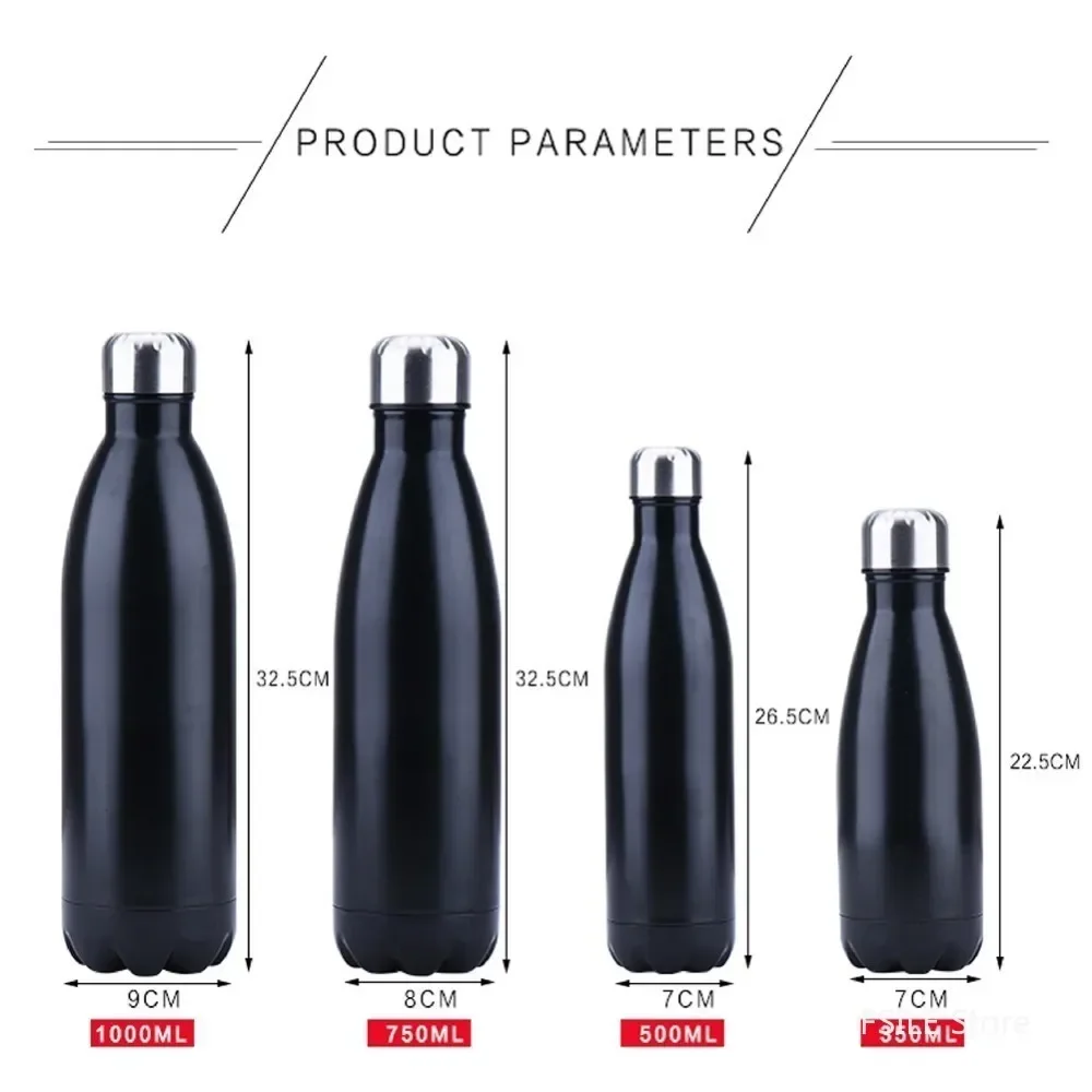 Stainless Steel Water Bottle 350/500/750/1000ml Double-wall Insulated Vacuum Flask for Sport