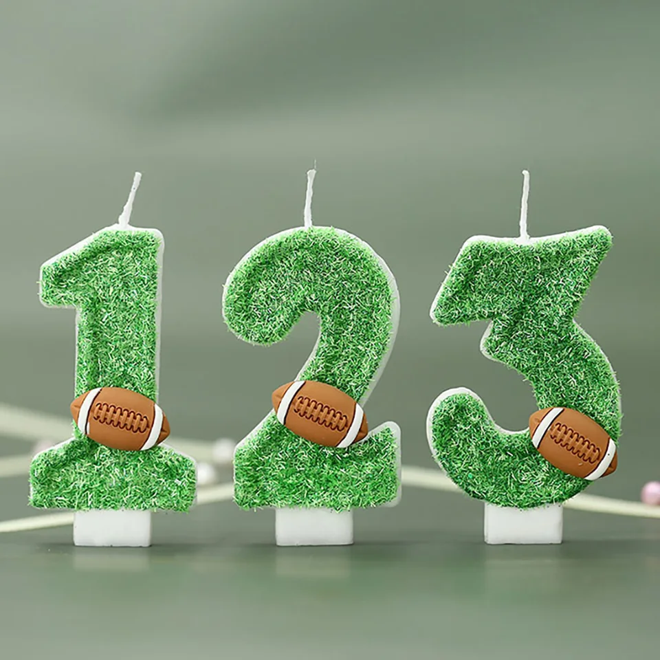 Candele di compleanno di calcio americano Topper per torta Rugby Numero 0-9 Candele per bambini Appassionati di rugby Decorazioni per feste di buon compleanno  15