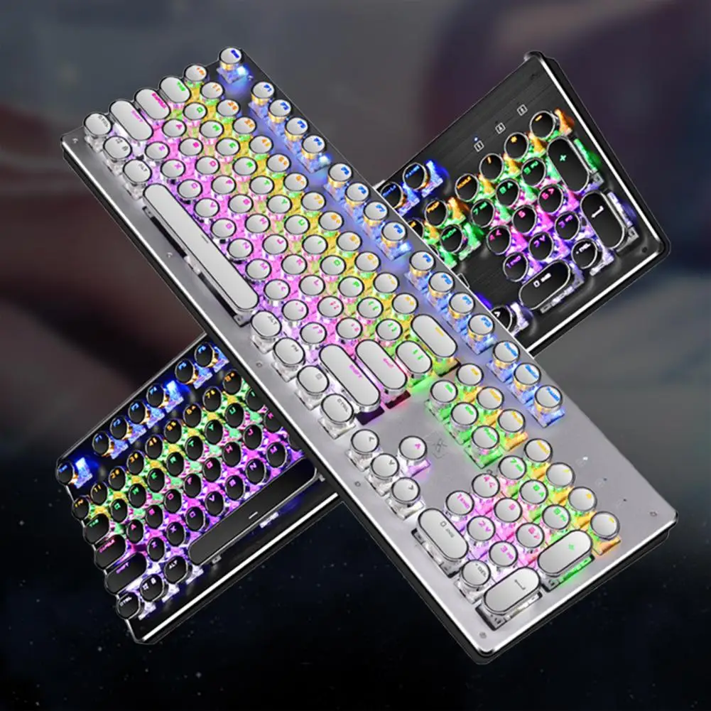 

104Pcs/Set Round Keycaps 2 Colors Keycaps Retro Good Mechanical Circular Keycaps Decor for 104-key Mechanical Keyboard