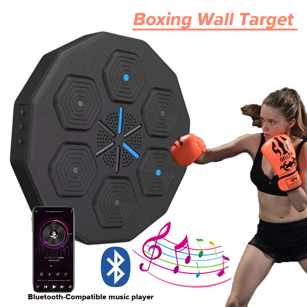Smart Music Boxing Machine - Bersaglio da parete di grandi dimensioni con display a LED, connettività Bluetooth, guanti per adulti e bambini