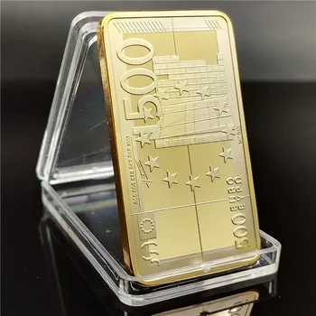 500 EUR Coins European Commemorative Block Coins European and American Square Gold-plated Block Commemorative Coins