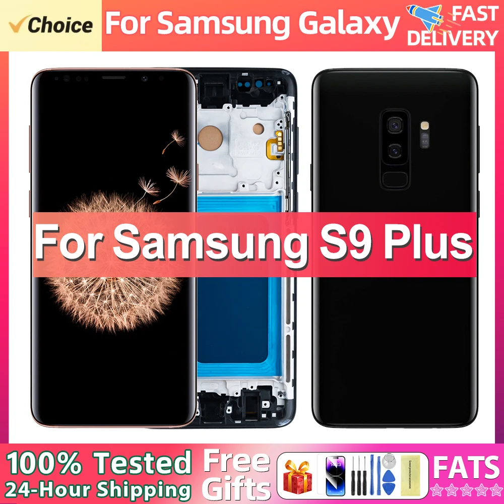 Neuer 100% getesteter tft für samsung s9 plus g965 g965f lcd display touchscreen mit rahmen für galaxy s9 display ersatz