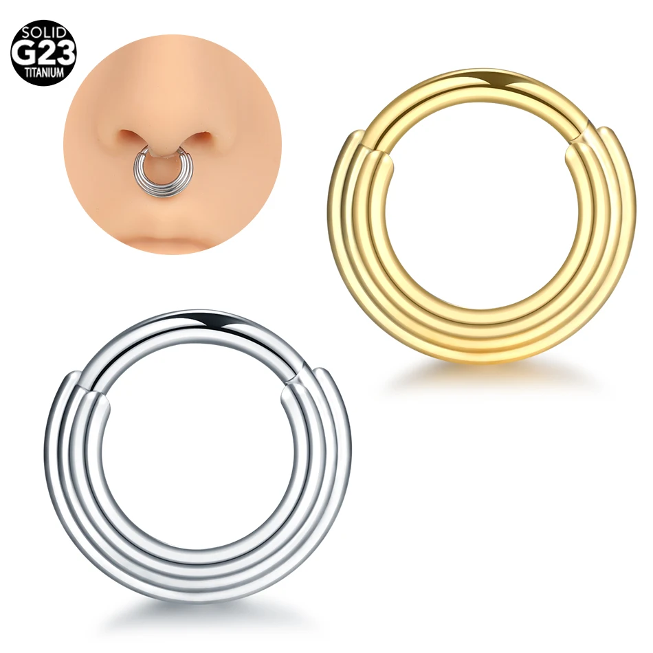 

5/10Pcs Titanium 3 Layer Segment Nose Rings Hoop for Women Daith Ring Septum Clicker Tragus Helix Cartilage Earring Piercings