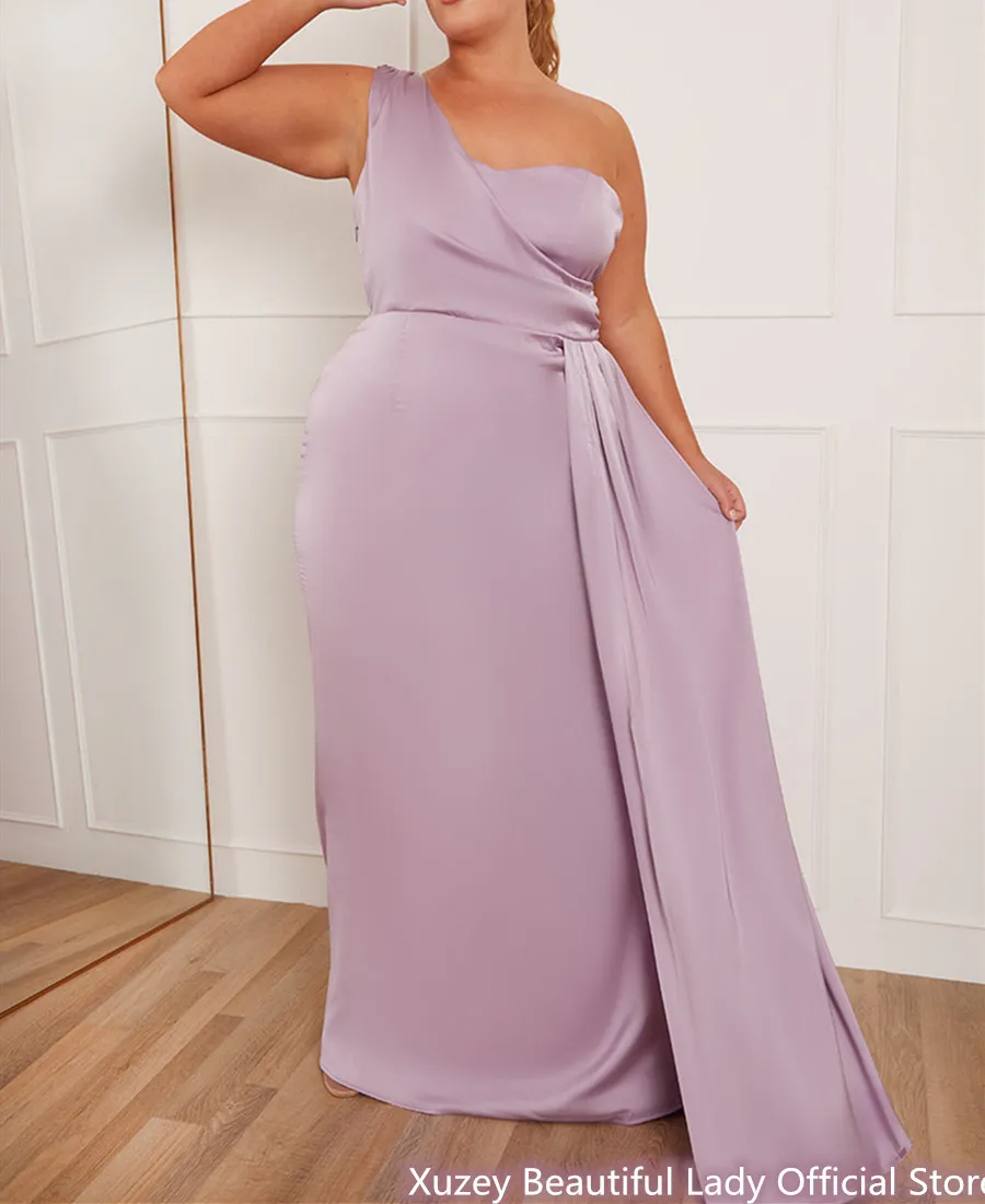 

Женское атласное платье на одно плечо, розовое элегантное вечернее платье до пола для матери невесты и жениха, бальное платье для свадебной вечеринки и выпускного вечера