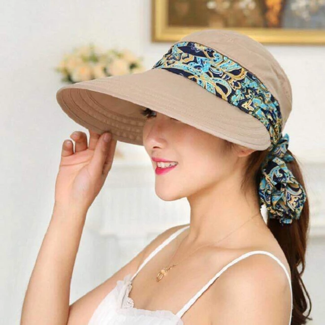 Summer Paisley Scarf Visor Caps Wide Brim Cover Face Anti-uv