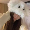 Cute Cartoon Big Eyes Funny Puppy Plush Pullover Hat Female Autumn Winter Warm Thick Long Ear Protective Hat 5