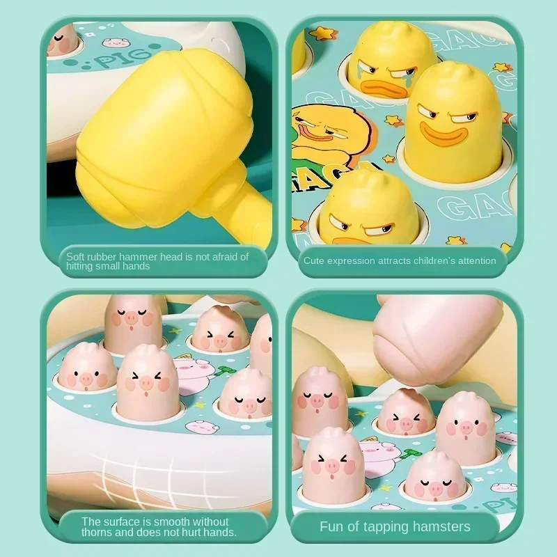 Duck/Frog/Pig Baby Toy Montessori Learning Game Educational Puzzle Gift for 12 24 Months Toddler Boy/Girl with Hammer 6
