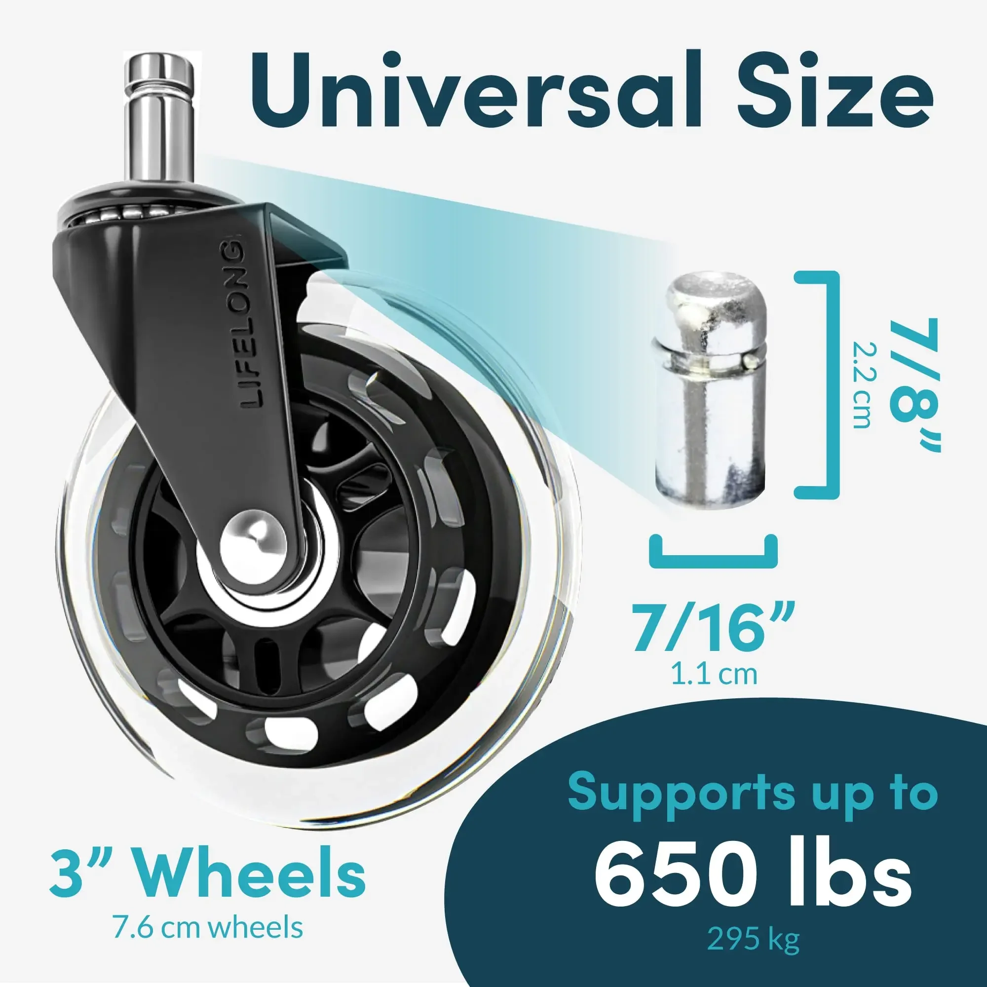 Furniture Casters Wheels 5pcs 3 Inch Rubber 360 Degree Rotatable Safe Rollers Quiet Rolling Office Chair
