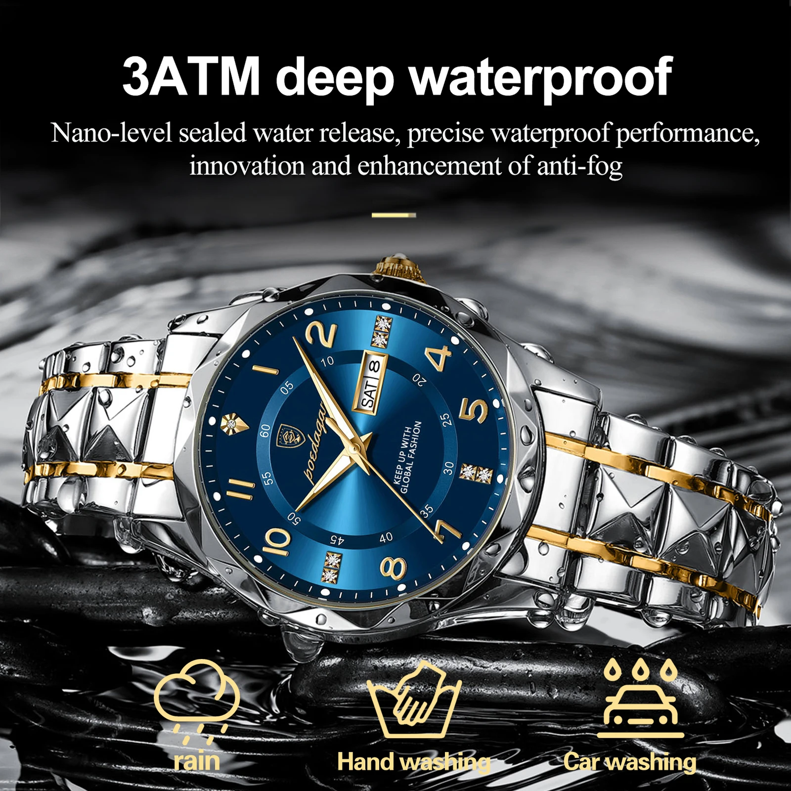 Poedagar Luxus Männer Quarzuhr wasserdicht Datum Woche leuchtende Armbanduhr Edelstahl Herren uhren Herren uhr Sport reloj