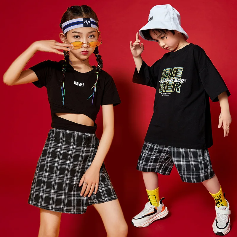 

Girls Boys Hip Hop Clothing Dance Costumes for Children Jazz Ballroom Dancing Clothes Competition Costumes Outfit T Shirt Shorts