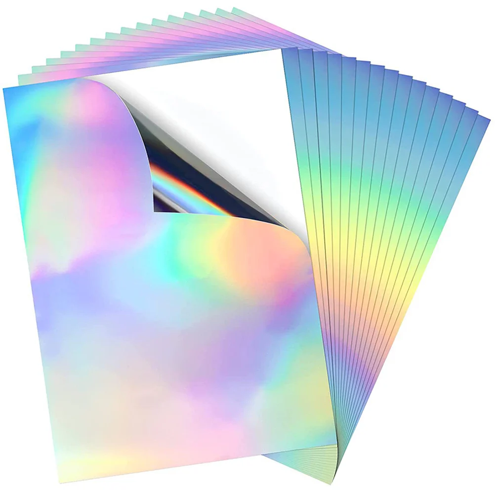 

20 Sheets Stickers Holographic Self-adhesive Paper A4 Printing Colorful Fantasy Laser Aluminum Foil Full-color Cardboard