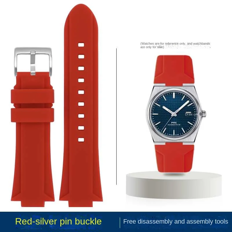 thumbnail image 1 of Correa de reloj deportiva de silicona resistente al agua de 24 mm y 11 mm para Tissot 1853 Super player PRX T137.210.11.35, correa de reloj de goma, interfaz masculina, 1 of 5