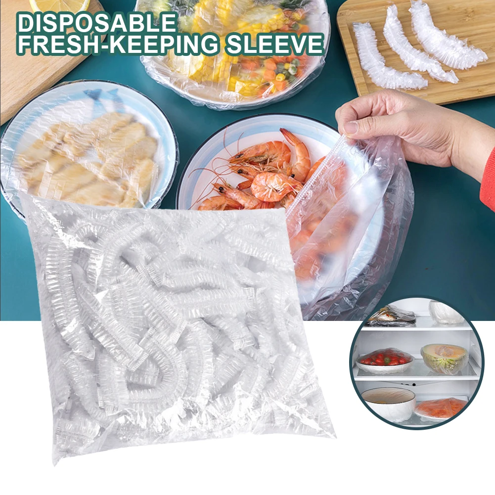 

Disposable Food Cover Wrap Elastic Food Lids For Fruit Bowls Cups Caps Storage Kitchen Fresh Keeping Saver Bag 100pcs Reusable