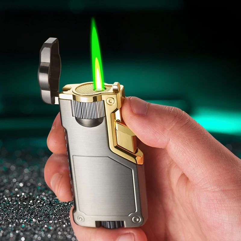 

Creative 618 Tri Color Flame Metal Inflatable Windproof Lighter for Business Men as a Gift to riends