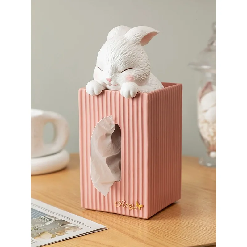 

Wisdom gathering rabbit tissue box desktop toilet toilet decoration drawer box living room high-end light luxury ornaments