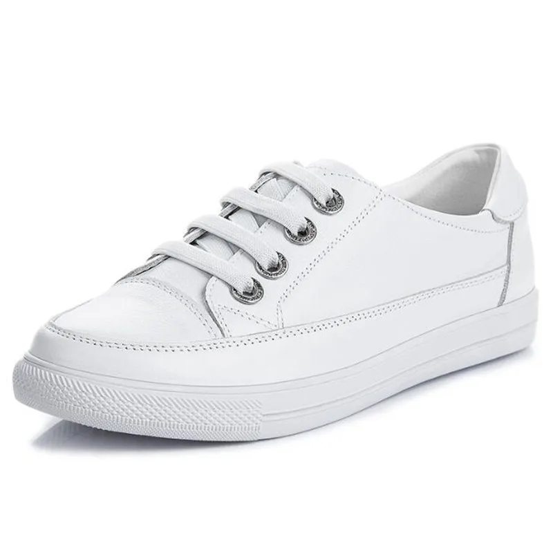 

Fashion Breathable Women Walking Casual Shoes Genuine Leather Flat White Sneakers 2023 New Arrival Female Vulcanize Shoes