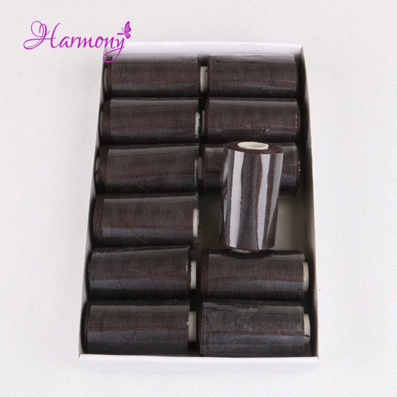 12pcs/box black brown blonde color cotton weaving thread hair weaving sewing thread for hair extension