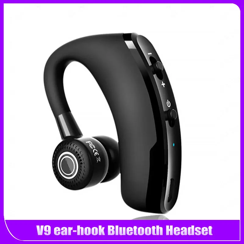 Auriculares Bluetooth Con Gancho Para Oreja V9 - Cancelación De Ruido, Micrófono, Reconocimiento De Voz, Ajuste 270°, Negro