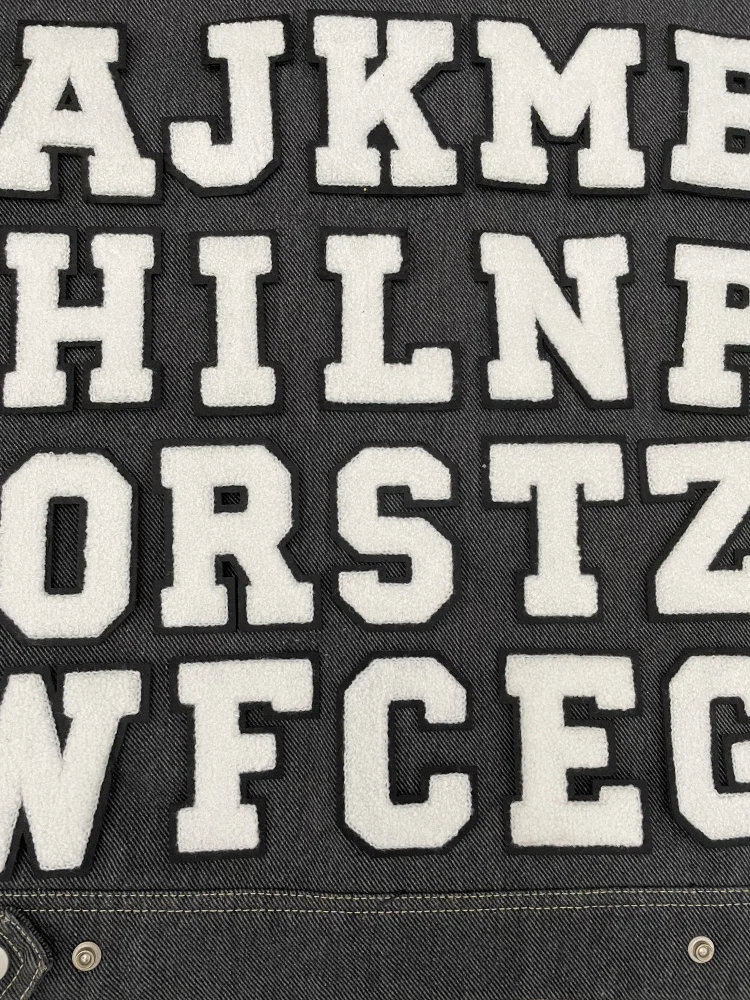 8cm Black & White Chenille Embroidered Letter Patches