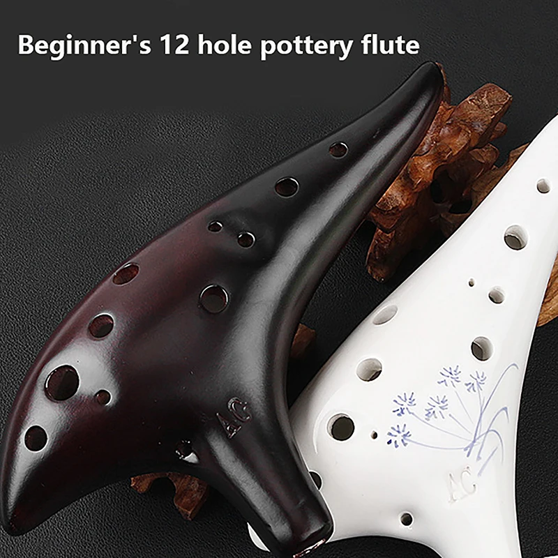 Alto C Tone 12 Hole Ocarina Ceramic Classic Flute Musical Instrument Music Lover Beginner Instrument Accessories