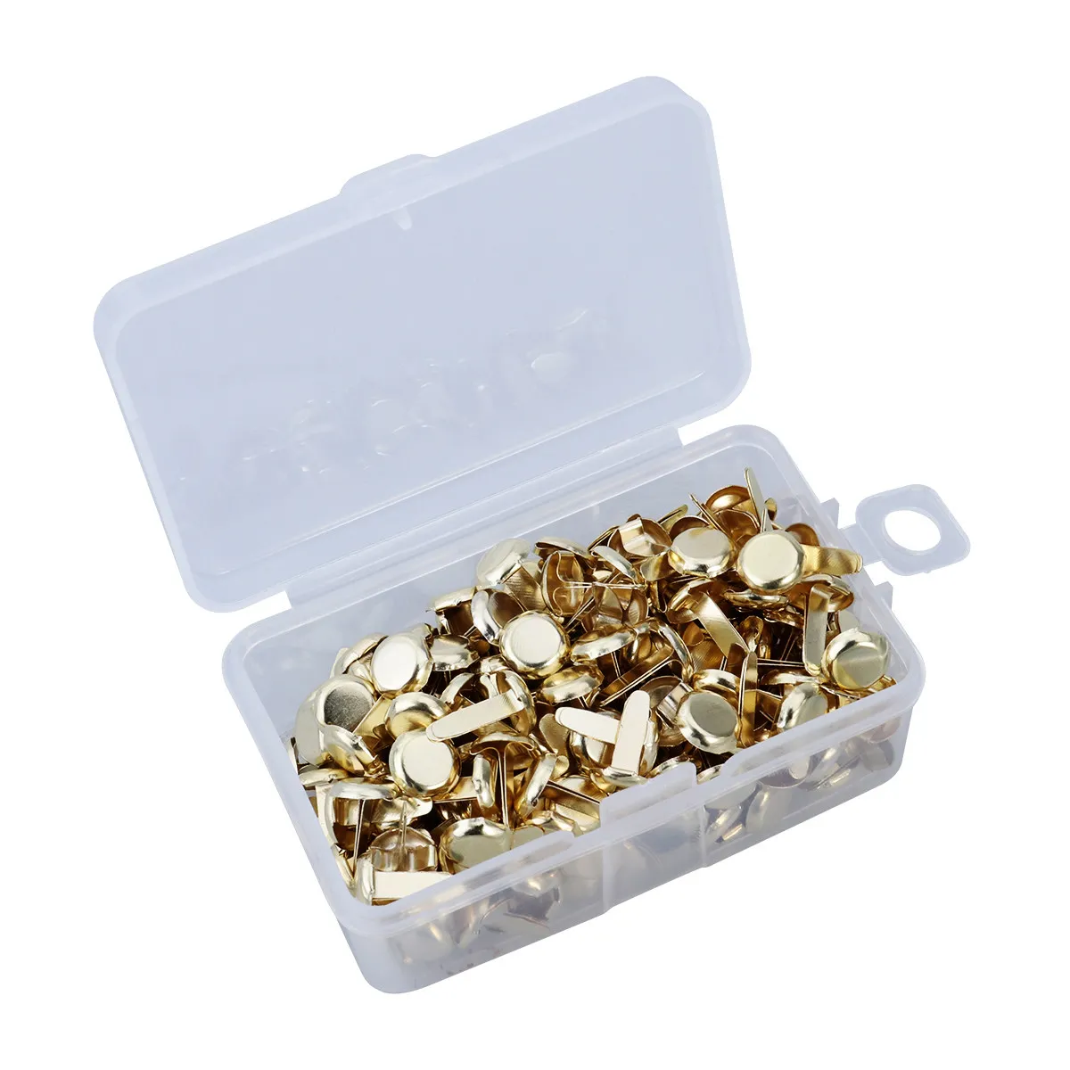 200Pcs 라운드 금속 종이 패스너 황동 도금 브래드 공예용 휴대용 상자 스크랩북킹 사무실 금속 종이 패스너