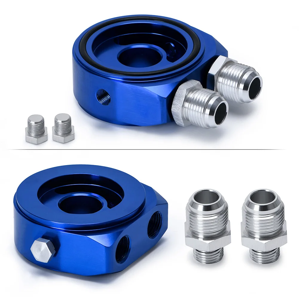 Wlr racing-범용 알루미늄 an10 샌드위치 오일 어댑터 필터 쿨러 플레이트 키트, 3/4-16 unf, m20 x 1.5 피팅 wlr6721