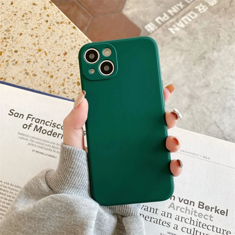 Square Liquid Silicone Soft Phone Case - Shockproof Candy Cover