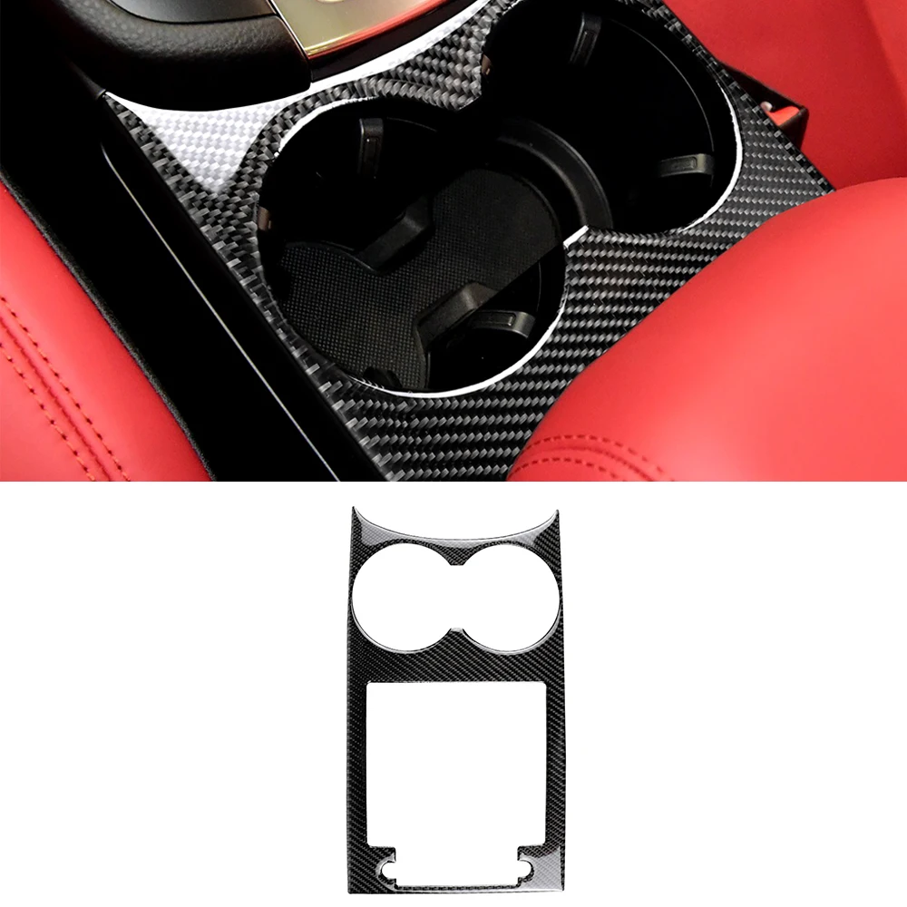 

Car Water Cup Panel Decoration Sticker Decal Cover Trim Carbon Fiber For Porsche MACAN 2014 2015 2016-2021 Interior Accessories