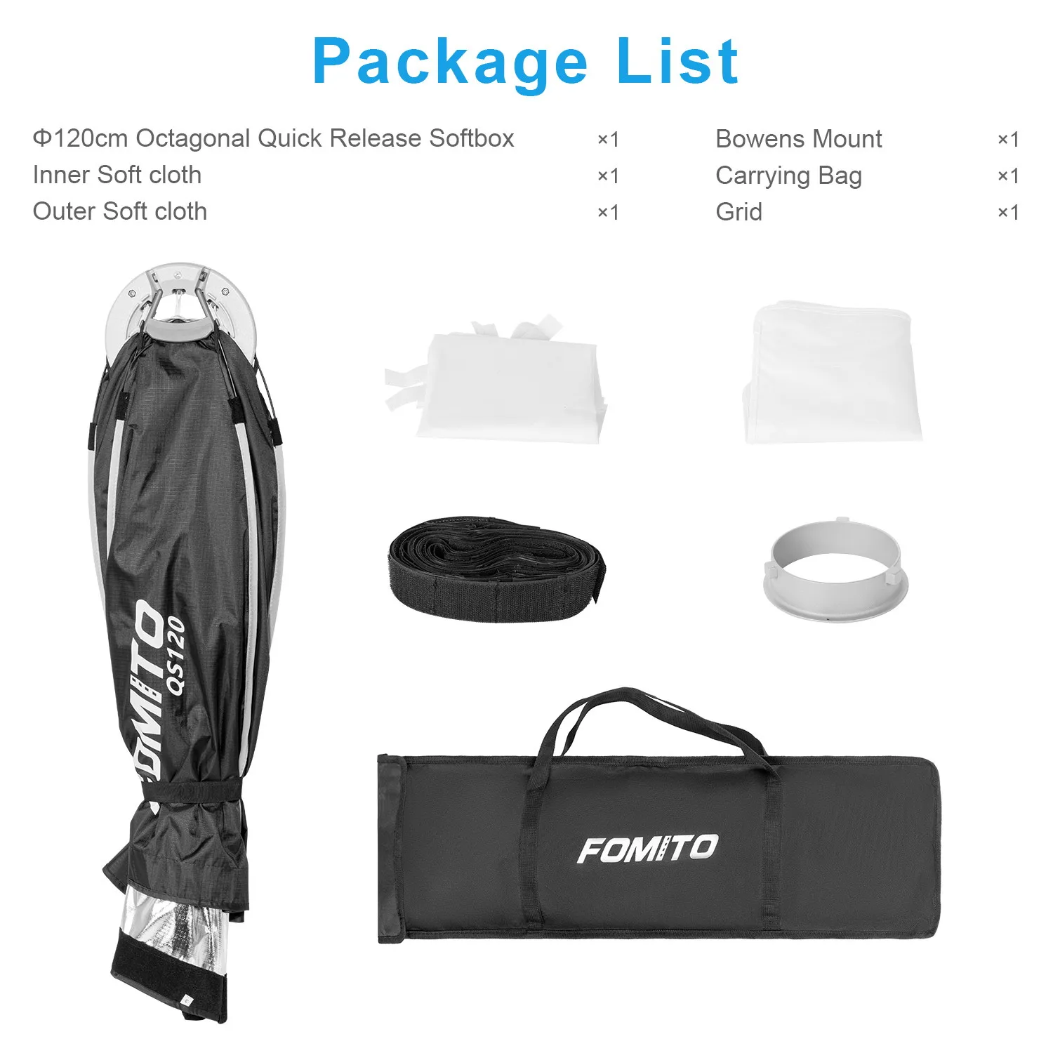 FOMITO 35cm*160cm 직사각형 소프트박스 허니콤 그리드 퀵 릴리즈 보웬스 마운트 소프트박스 포토 스튜디오 플래시 램프용