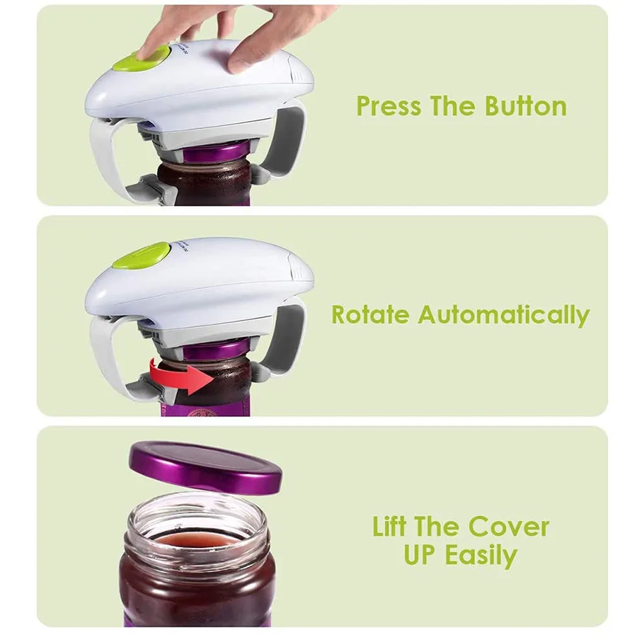 Ouvre-boîte électrique Ouvre-bouteille automatique Ouvre-bocal portatif Ouvre-bocal à une touche Gadgets de cuisine_voghion.com