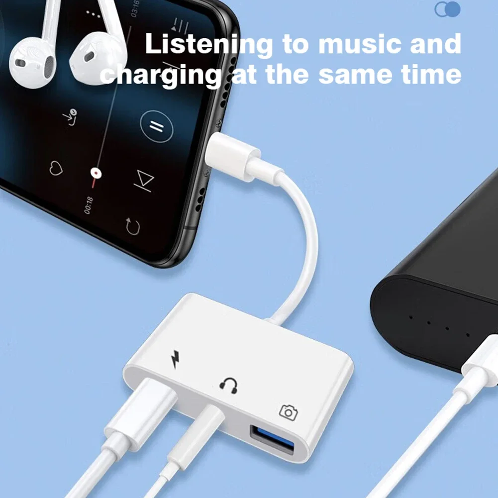 3 in 1 for apple to USB 3.0/Charge/3.5mm Jack for iPhone 14 13 12 11 Pro XS Max XR X iPad Converter
