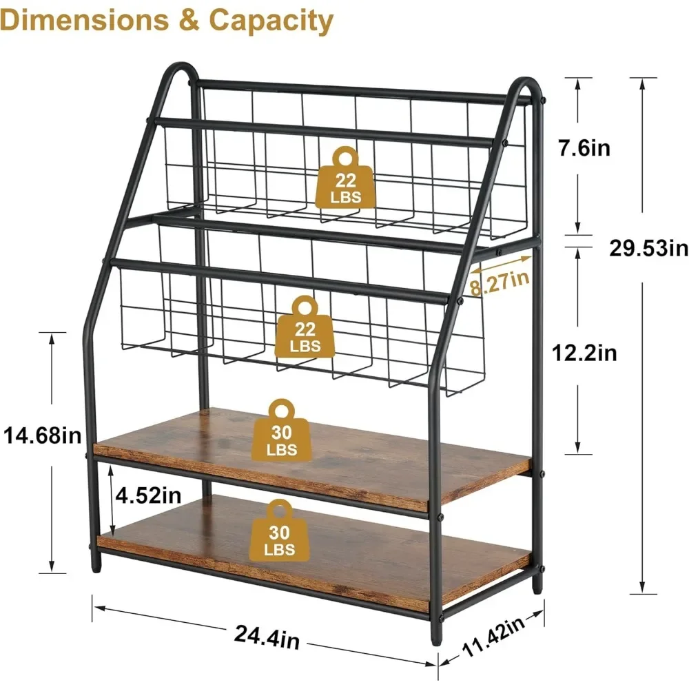 Magazine Holder Floor,2-Tier Metal Magazine Racks, Newspaper Display Stand with Board Shelves for Books and Brochure in Home 5